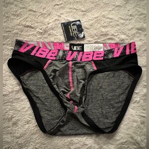 Andrew Christian Heather Gray + Black + Pink Vibez Briefs Size Large